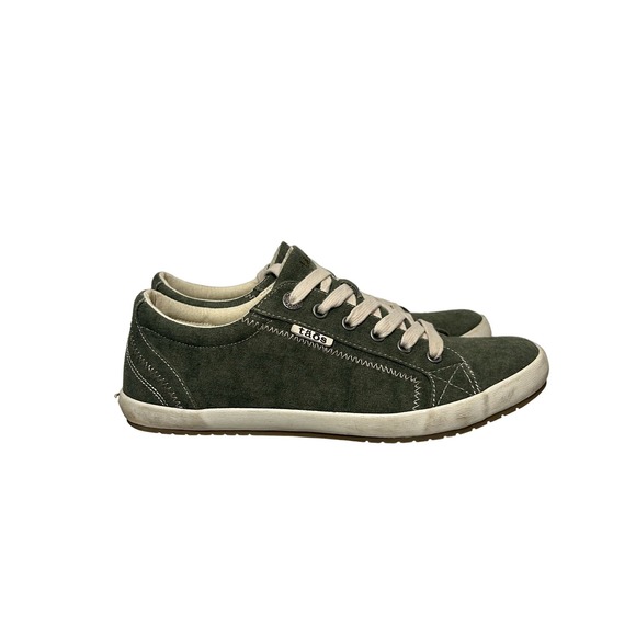 Taos Star Womens 9 Green White Shoes Sneakers Canvas Casual Lace Up Low Top - Picture 2 of 13